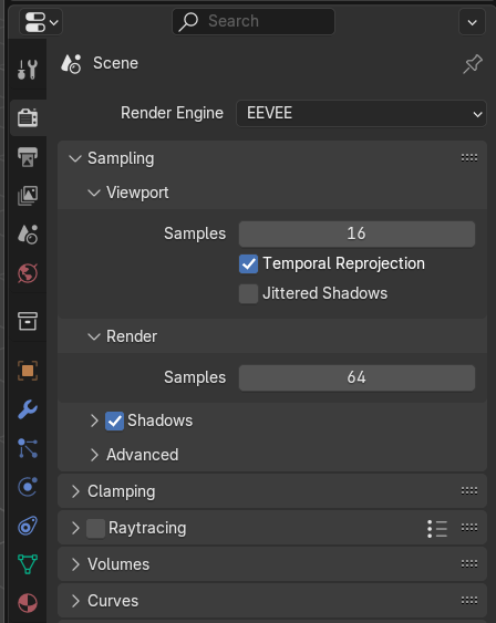 Blender Properties Editor with its vertical tabs highlighted for Render, Output, Modifiers, and Materials.