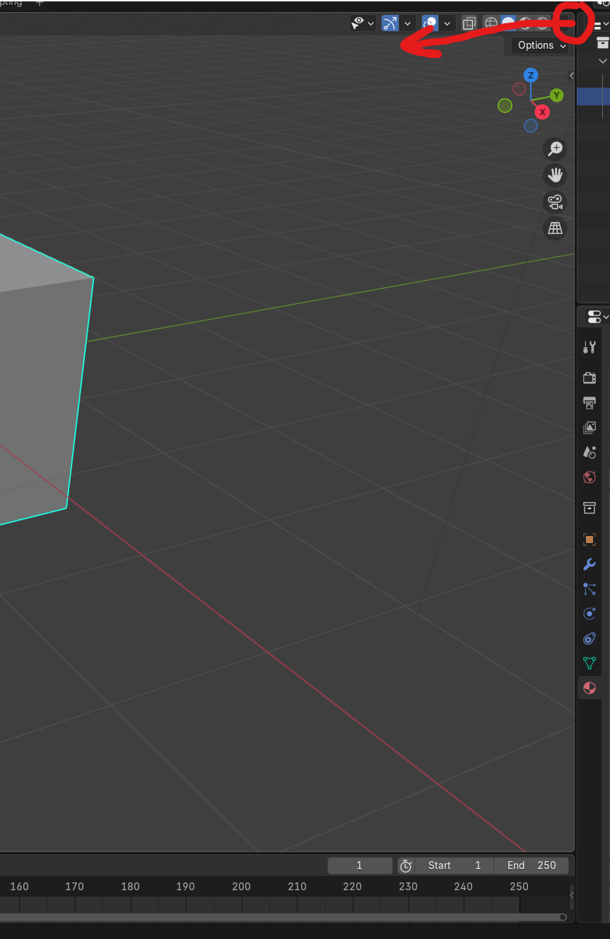Demonstration of splitting an editor area in Blender by dragging from a corner.