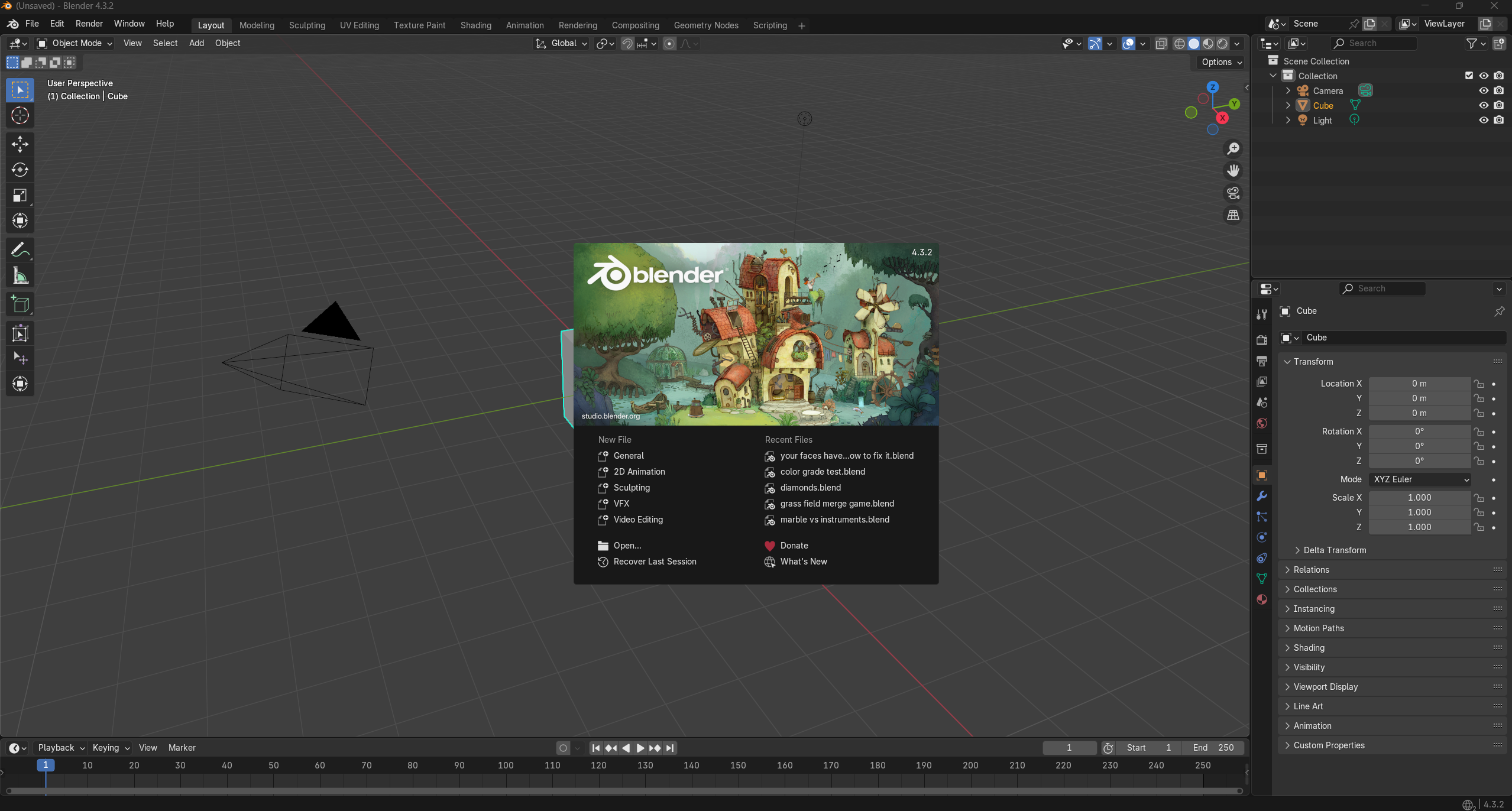 Blender User Interface showing different panels
